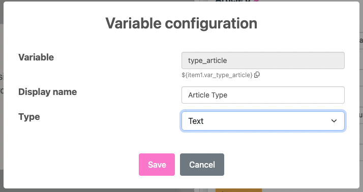 Component variable configuration