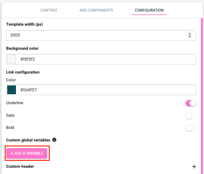 Create custom global variable